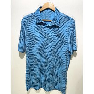 Adidas performance polo shirt golf geometric chevron blue casual sport men's L